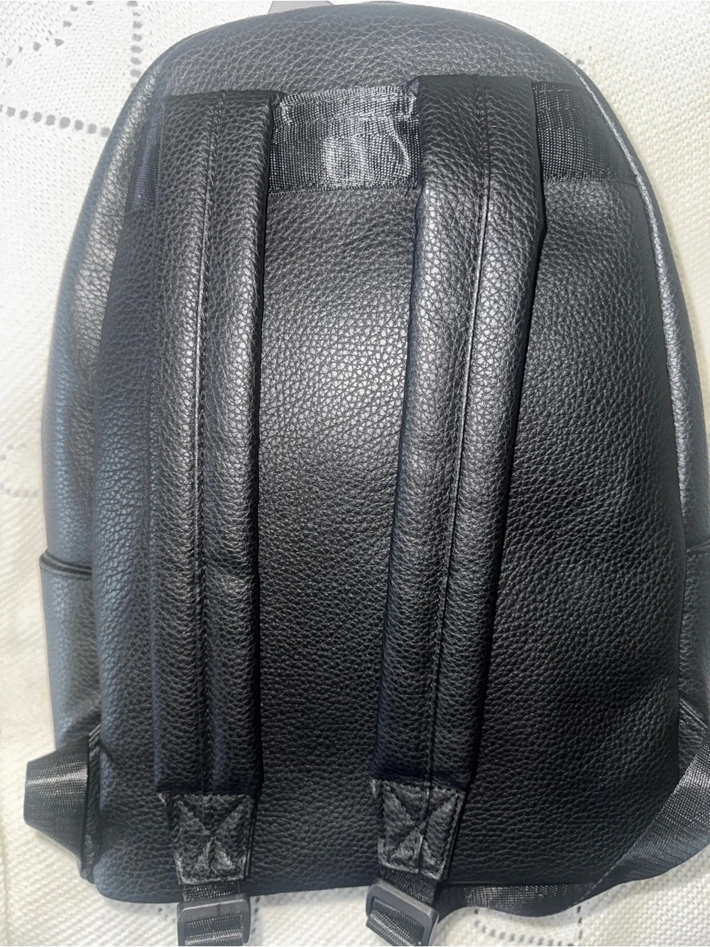 London Fog Black Pebbled Leather Backpack with Front Zip Pocket